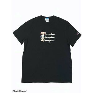Champion Scribble Black Men's Size Large T-Shirt Logo Vintage